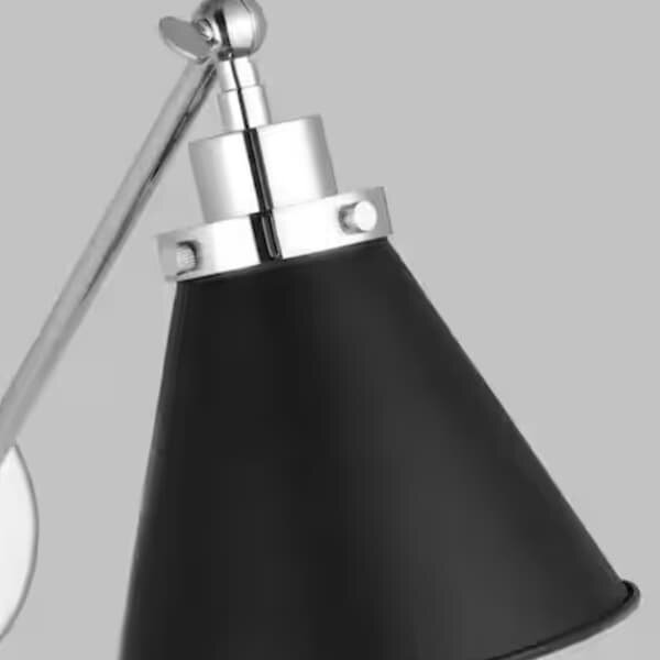 Wellfleet Wall Light Black & Nickel, Light, Midnight Black & Polished Nickel - Andrew Martin