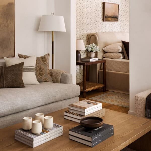 Griffin Floor Lamp Brass & Leather, Light - Andrew Martin