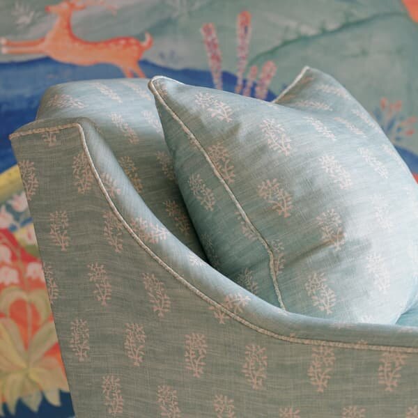 Thyme Brook, Sustainable Feather, Cushion, 55cm x 55cm - Andrew Martin Linen & Linen Blend Floral & Small Prints