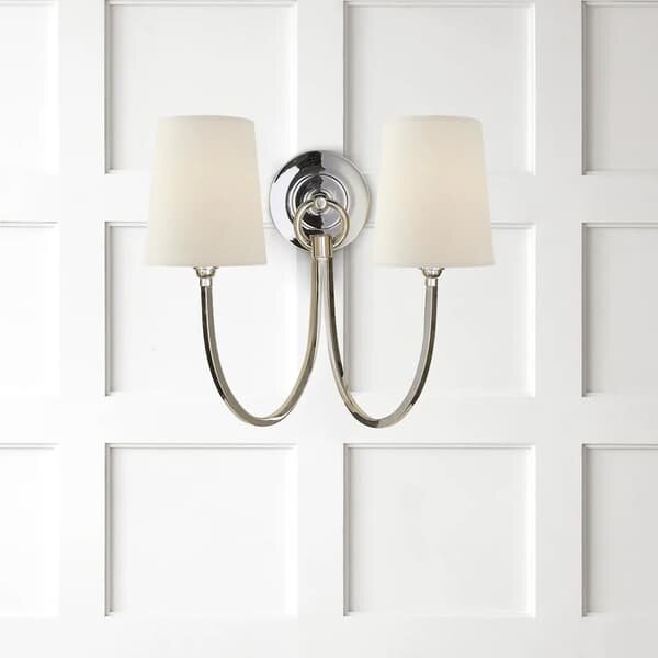 Reed Double Wall Light Nickel, Light, Double, Polished Nickel - Andrew Martin