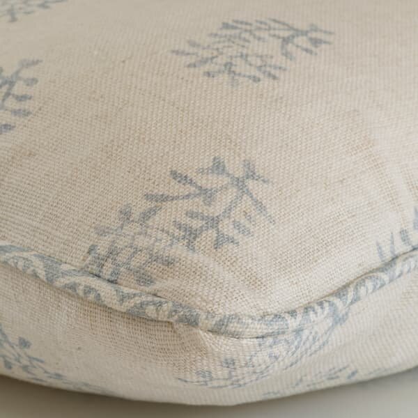 Thyme Sky on Linen, Sustainable Feather, Cushion, 55cm x 55cm - Andrew Martin Linen & Linen Blend Floral & Small Prints