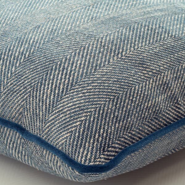 Summit Denim, Sustainable Feather, Cushion, 55cm x 55cm - Andrew Martin Viscose Blend Herringbone & Plain & Weave