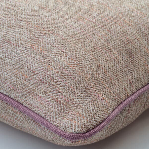 Delphini Biscotti, Sustainable Feather, Cushion, 55cm x 55cm - Andrew Martin Cotton Blend Herringbone & Plain & Weave