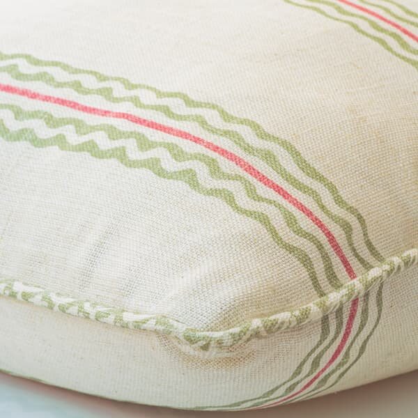 Rhubarb Fennel, Sustainable Feather, Cushion, 55cm x 55cm - Andrew Martin Linen & Linen Blend Stripe