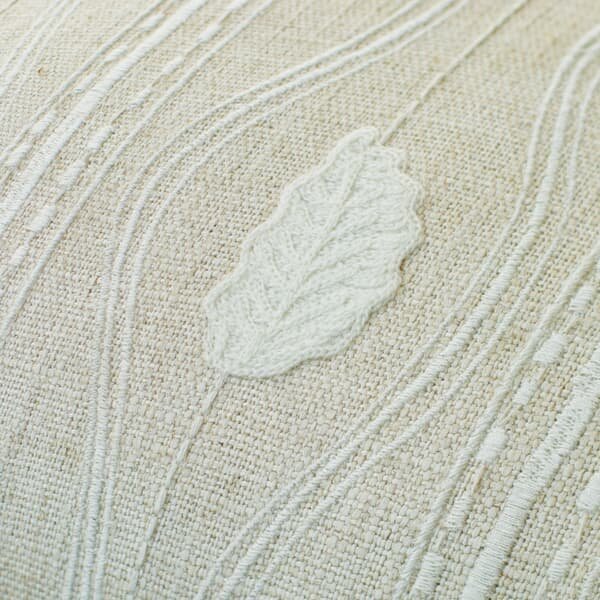 Falling Leaves Ivory, Sustainable Feather, Cushion - Andrew Martin Kit Kemp Linen & Linen Blend Embroidered & Floral
