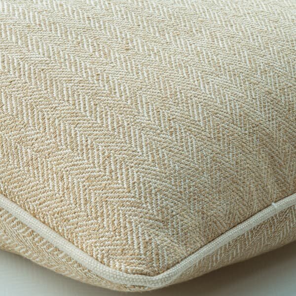 Lecce Limone, Sustainable Feather, Cushion, 55cm x 55cm - Andrew Martin Eco-conscious & Cotton Blend & Linen Blend & Viscose Blend Herringbone & Plain