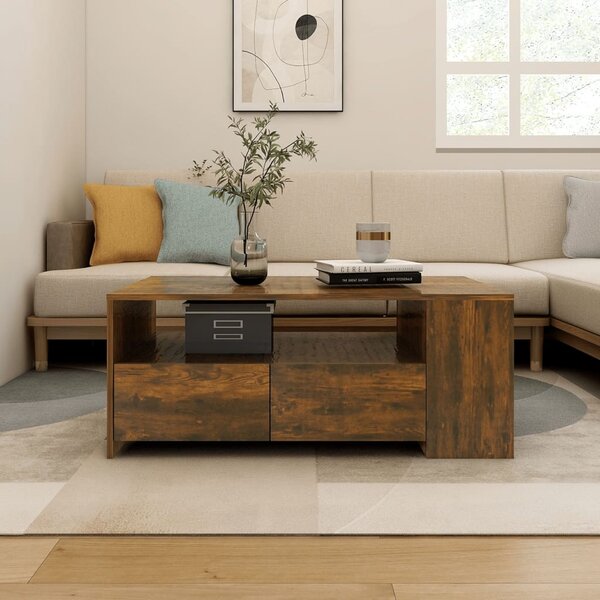 Coffee Table Smoked Oak 102x55x42 cm Engineered Wood