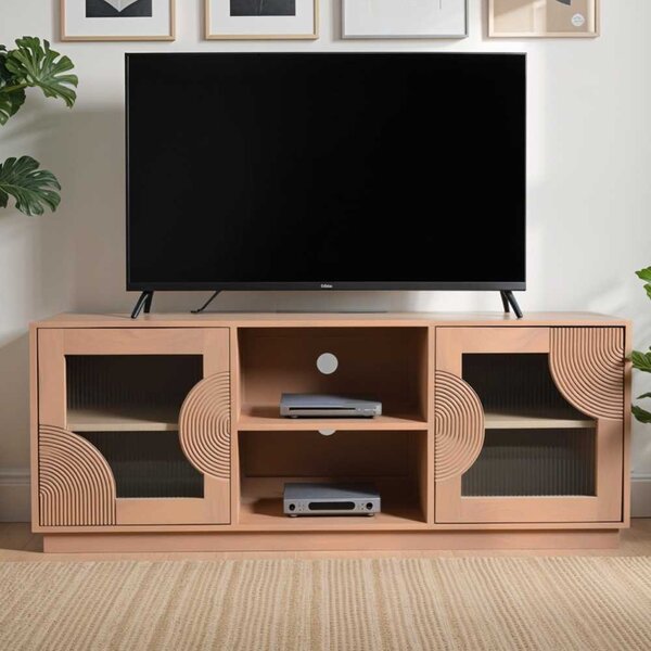 Inglewood Wooden TV Stand With 2 Doors In Natural