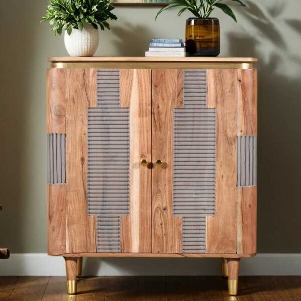 Wayne Wooden Storage Cabinet With 2 Doors In Natural And Grey