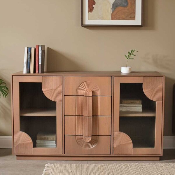 Inglewood Wooden Sideboard With 2 Doors 4 Drawers In Natural