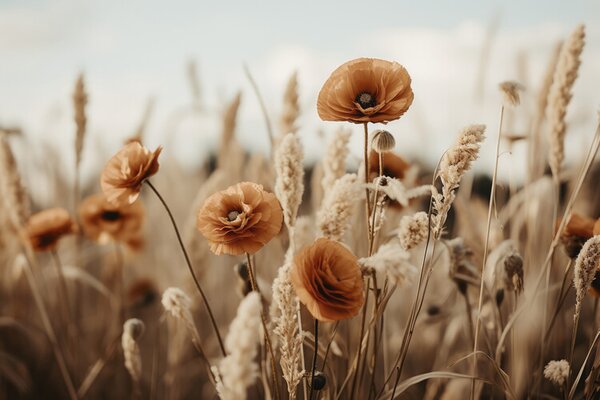 Photography Orange Poppy Field, Treechild