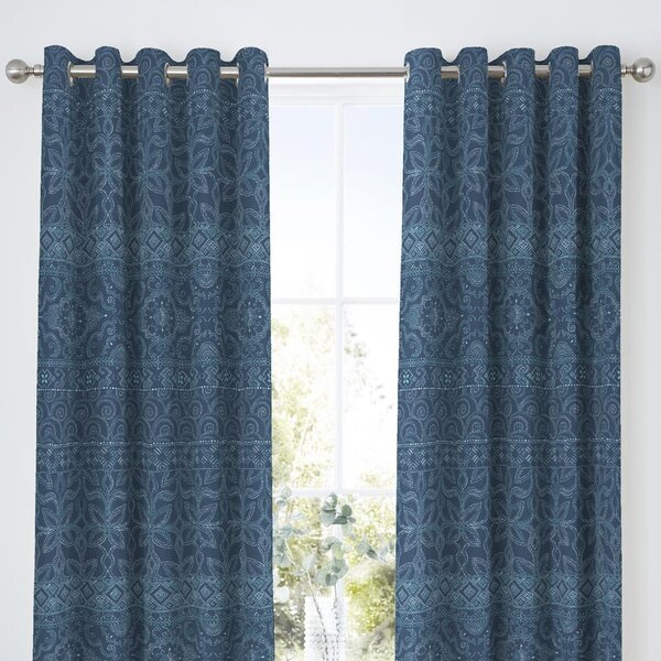 Dreams & Drapes Rohini 66x72 Ready Made Pencil Pleat Curtains Blue