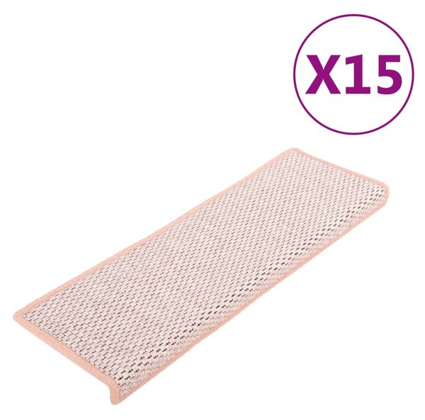 Stair Mats Self-adhesive Sisal-Look 15 pcs 65x21x4 cm Red