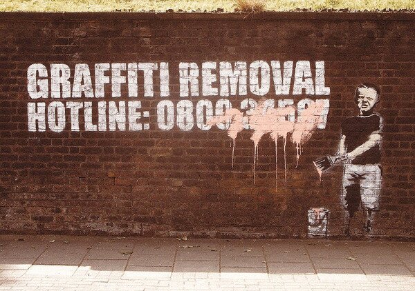 Poster Banksy Street Art - Graffity Removal Hotline, (59 x 42 cm)