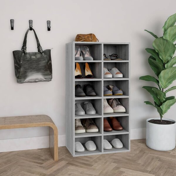 Shoe Rack Grey Sonoma 54x34x100.5 cm Engineered Wood