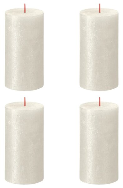 Bolsius Rustic Pillar Candles Shimmer 4 pcs 130x68 mm Ivory