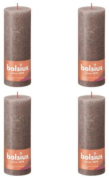 Bolsius Rustic Pillar Candles Shine 4 pcs 190x68 mm Rustic Taupe