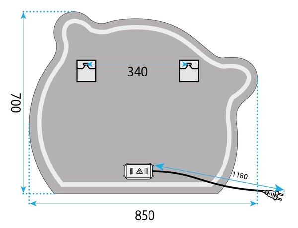 LED wall mirror YH-BL-3 70x85cm