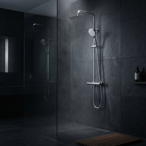 Shower set without spout with thermostat Rea Lungo Chrome