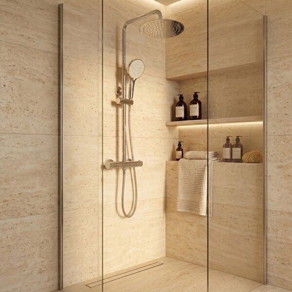 Shower set without spout with thermostat Rea Lungo Chrome