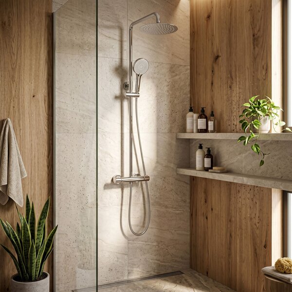 Shower set without spout with thermostat Rea Lungo Chrome