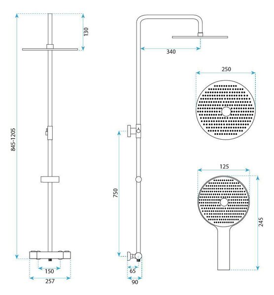 Shower set without spout with thermostat Rea Lungo Chrome