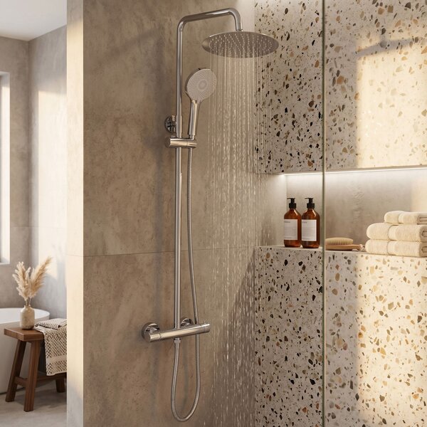 Shower set without spout with thermostat Rea Lungo Chrome