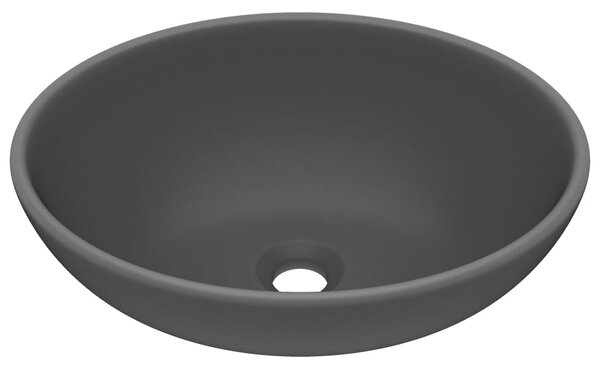 Luxury Basin Oval-shaped Matt Dark Grey 40x33 cm Ceramic