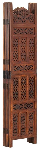 Hand carved 5-Panel Room Divider Brown 200x165 cm Solid Mango Wood