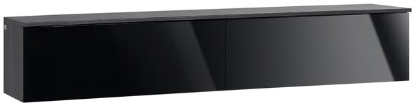 HOMCOM Floating TV Unit Stand for TVs up to 70" with High Gloss Effect, Wall Mounted Media Console with Storage Cupboards, Grey and Black