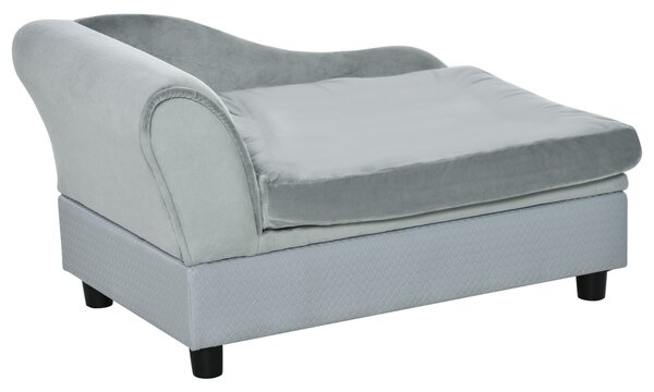 PawHut Pet Chair with Storage for Small Dogs, Cat Sofa with Soft Cushion, Light Blue, 76 x 45 x 41.5 cm Aosom UK