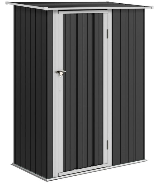 Outsunny Garden Storage Shed, Outdoor Tool Shed with Sloped Roof, Lockable Door for Equipment, Bikes, Grey, 142 x 84 x 189cm Aosom UK
