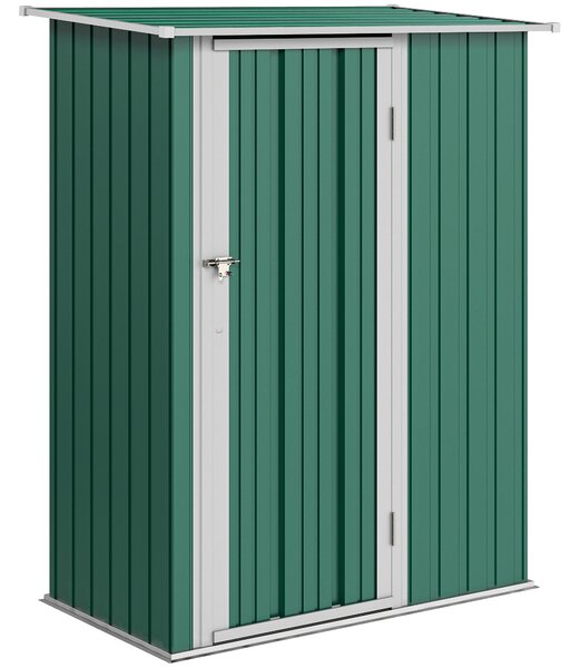 Outsunny 4.7ft x 2.8ft Garden Shed Steel Storage Shed Outdoor Equipment Tool Sloped Roof Door w/ Latch Weather-Resistant Paint Green