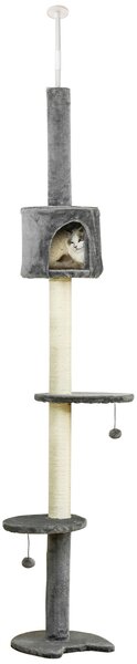 PawHut Multi-Level Cat Tree, Kitten Activity Tower, Condo, Indoor Play House with Scratching Post, Hanging Balls, Light Grey Aosom UK