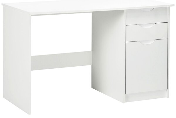 HOMCOM High Gloss Computer Desk with Drawers, Modern Writing Workstation with Storage Cabinet, PC Study Table for, Office, Study, White Aosom UK