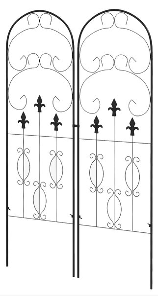Outsunny Decorative Trellis Set: Elegant Scroll Design, Climbing Plant Support, Jet Black Aosom UK