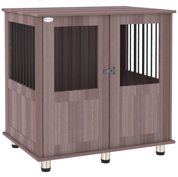 PawHut Dog Crate Table for Medium and Large Dogs with Magnetic Door for Indoor Use, 85 x 55 x 75 cm, Purple