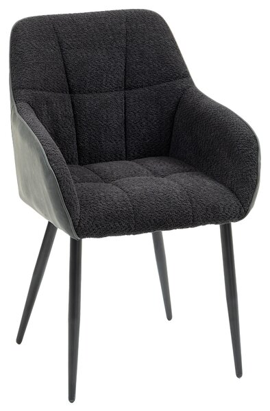 HOMCOM Accent Chair with Foot Pads, Upholstered Armchair with Chenille Fabric Front and PU Back, Occasional Chair for Living Room Bedroom, Black Aosom UK