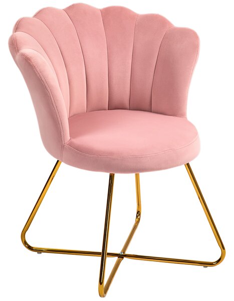 HOMCOM Velvet-Feel Lotus Petal Accent Chair - Pink Aosom UK