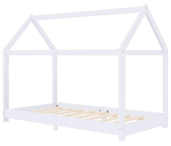 Kids Bed Frame White Solid Pine Wood 70x140 cm