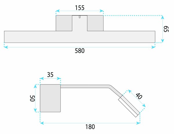 Bathroom LED wall sconce SWE008-1W 58cm BRUSH GOLD