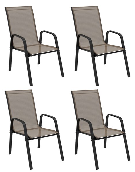 Outsunny 4 Pieces Garden Chairs, Stackable Outdoor Dining Chair, Grey Aosom UK