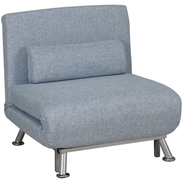 HOMCOM Foldable Single Sofa Bed Chair, Portable Sleeper with Pillow, Lounge Furniture, Blue