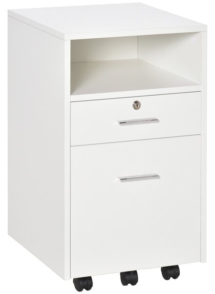 Vinsetto Lockable Mobile File Cabinet Storage Cupboard for Home Office, Bedroom, Living Room with Wheels, 39.5x40x60cm, White Aosom UK