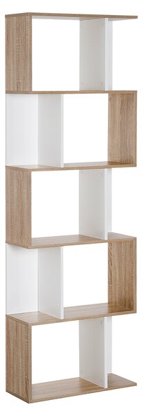 HOMCOM 5-tier Bookcase Storage Display Shelving S Shape design Unit Divider White Aosom UK