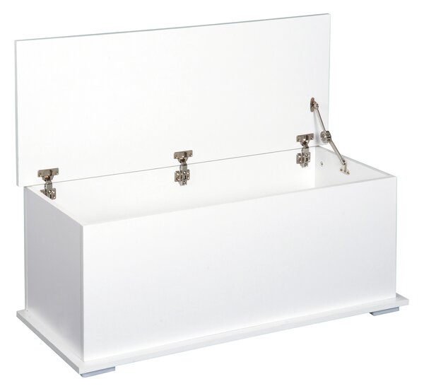 HOMCOM Ottoman Storage Box, Wooden Chest for Toys, Clothes, Bedding, Blanket Trunk with Lid, Seat Bench - White Aosom UK