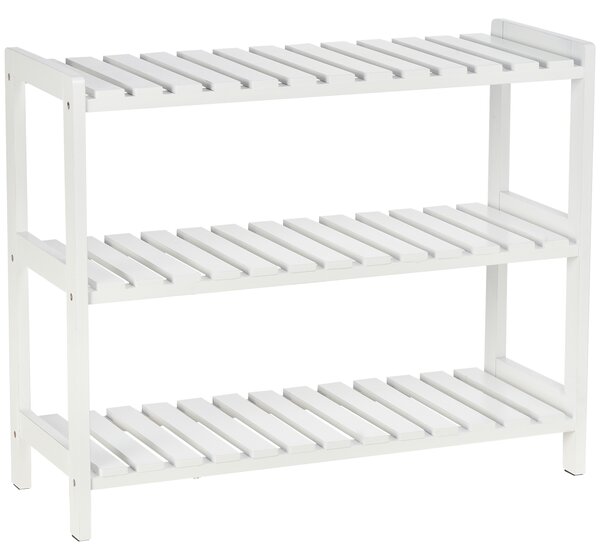 HOMCOM Shoe Sanctuary: 3-Tier Slatted Shoe Rack, Wooden Frame, Spacious and Hygienic Storage, 70L x 26W x 57.5H cm, White Aosom UK