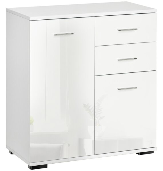 HOMCOM Modern Sideboard, High Gloss, Living room sideboard, 71x35x76 cm, Ample Storage Space, White Aosom UK