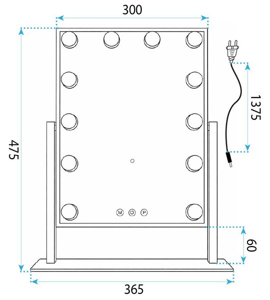 Mirror LED STYLE L.Gold 30x40