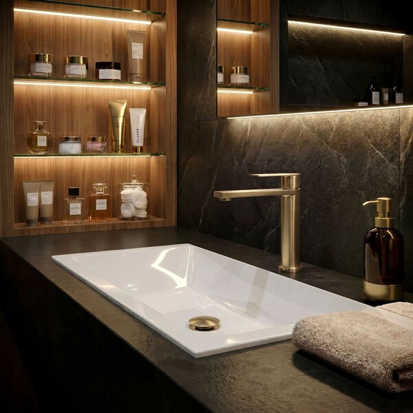 Bathroom faucet Rea Hunter Brush Gold Low